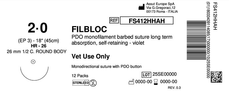 Veterinary surgical sutures long absorption