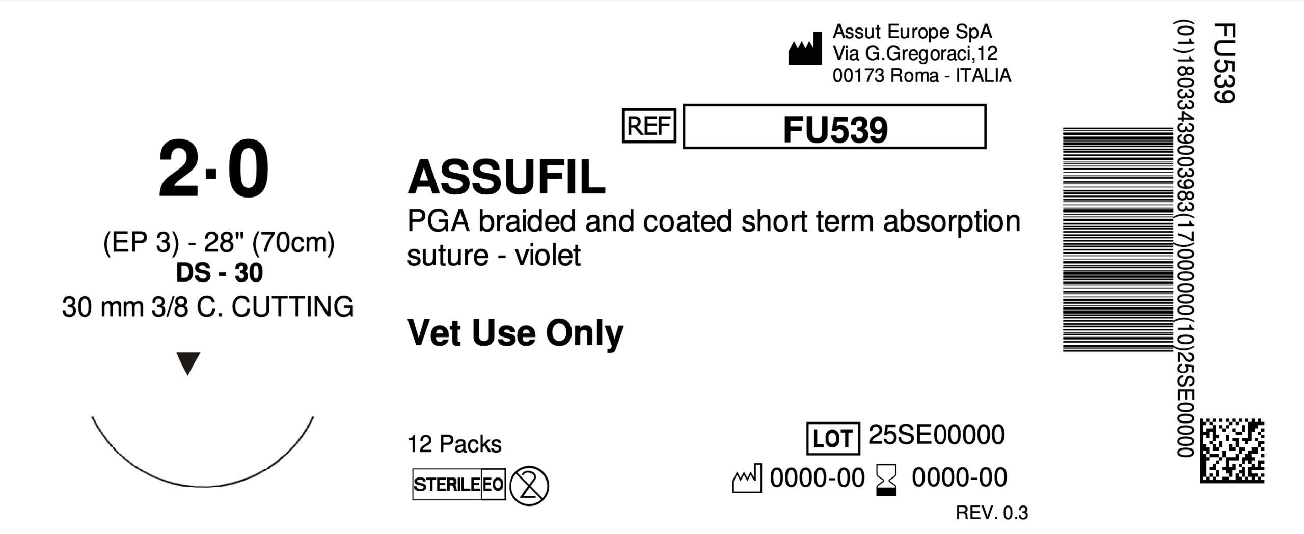 Veterinary surgical sutures short term absorption
