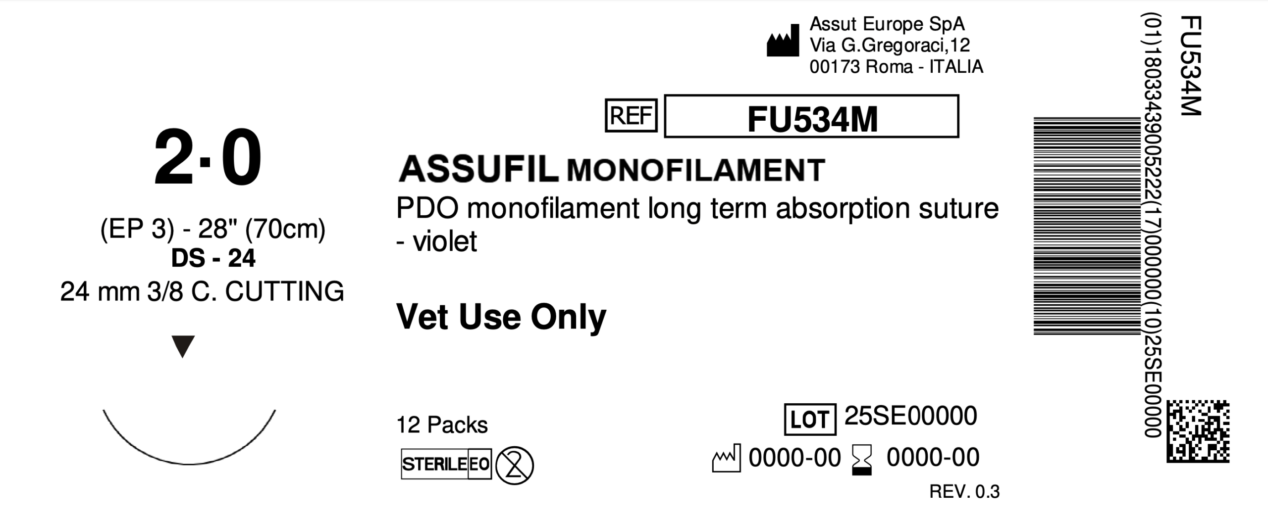Assufil monofilament long absorption veterinary sutures