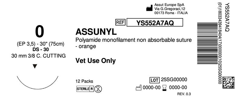 Veterinary surgical sutures non absorbable